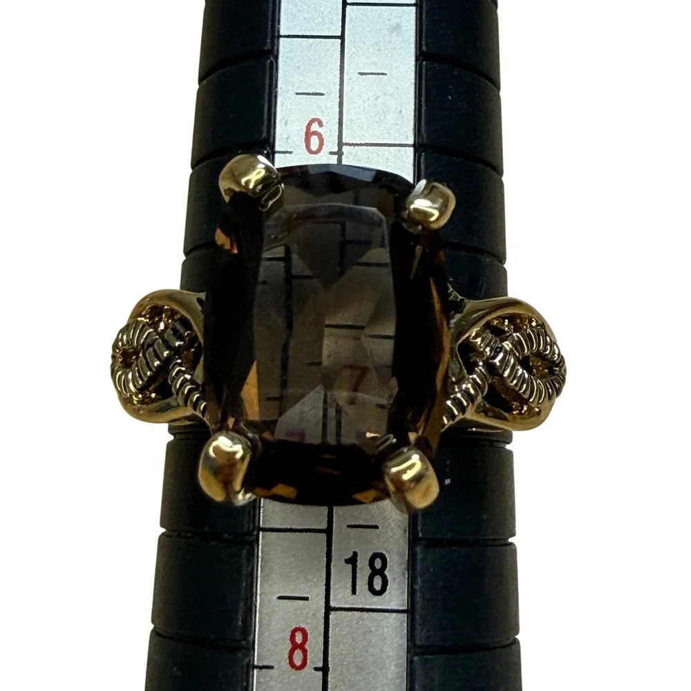 Lia Sophia Toasted Ring Smokey Topaz Light GoldTone Emerald Cut‎